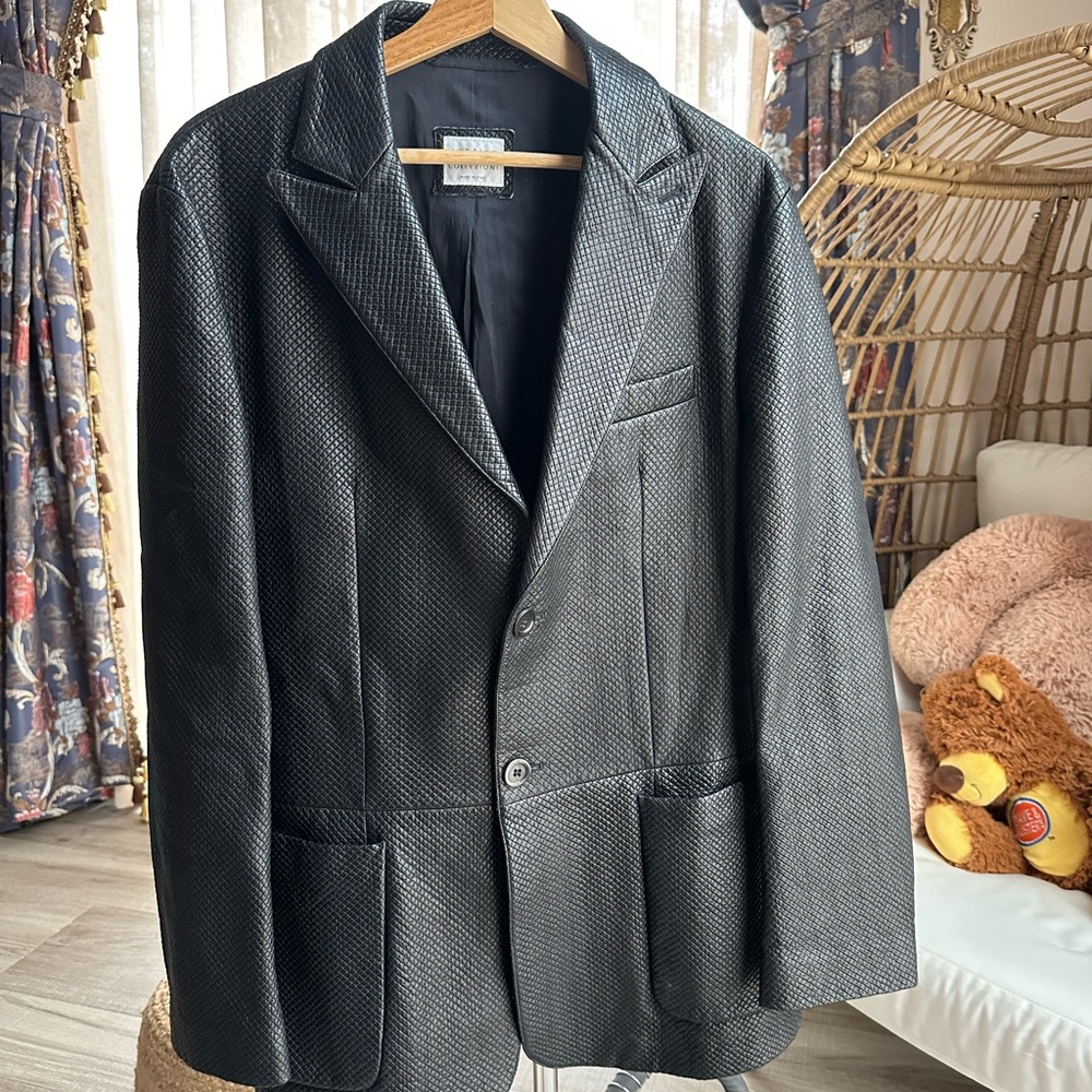 Mens Leather blazer coat from Armani